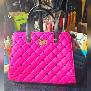 Betsey Johnson NWOT Naomi Fuchsia 3 Compartment Satchel Bag
